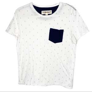 Vintage Men's Blue Sol Anchor White Short Sleeve Tee Shirt Small